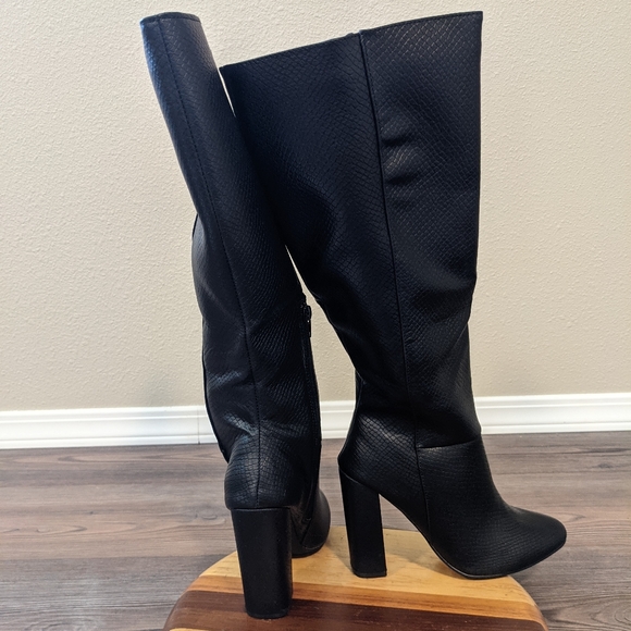 JustFab Black Grasie Block Heel boot size 6.5 - Picture 6 of 8